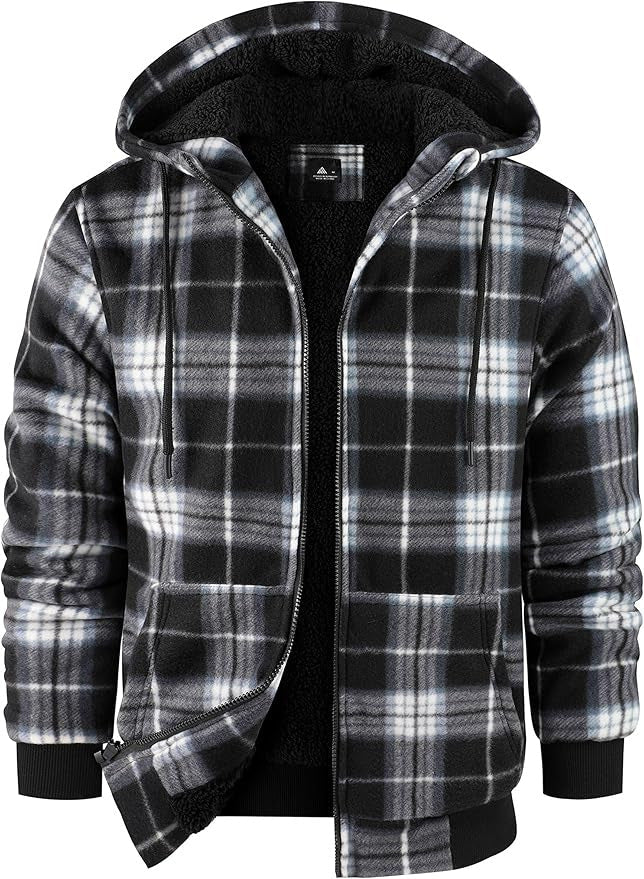 Herren Fleecejacke Karomuster Kuschelig Warm