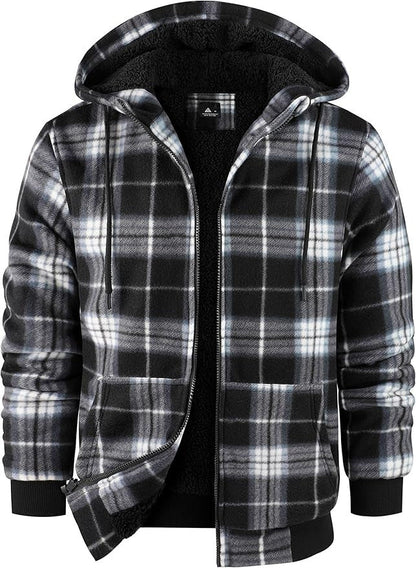 Herren Fleecejacke Karomuster Kuschelig Warm
