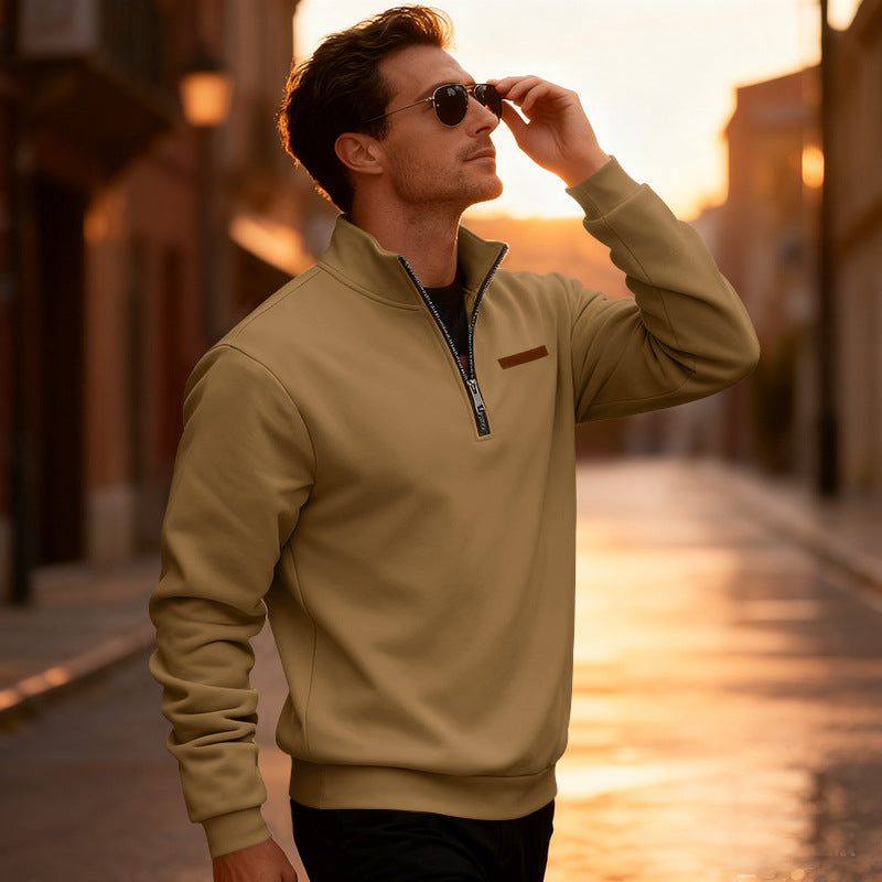 Herren Sportpullover Halbhoch Reißverschluss Modern