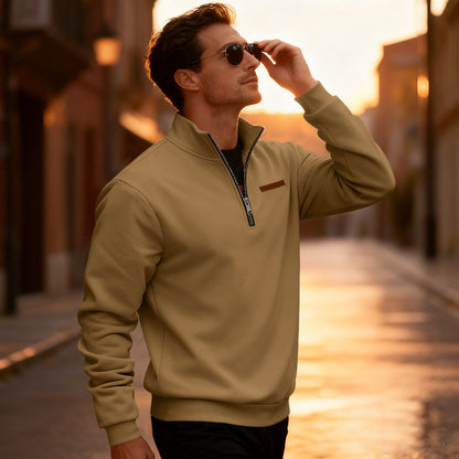 Herren Sportpullover Halbhoch Reißverschluss Modern