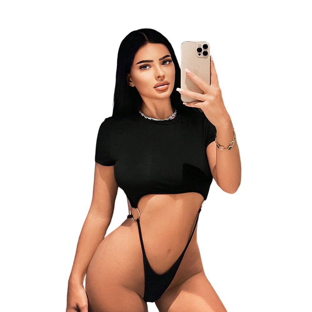 Damen Bodysuit cut out mit glamourösem Design