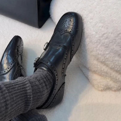 Damen Mokassins Elegant mit Doppelschnalle und Heidi Look