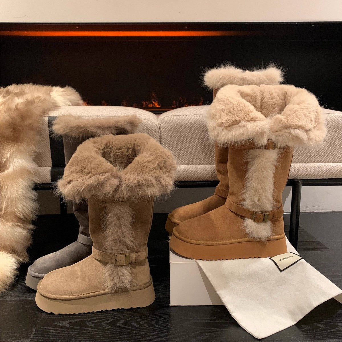Damen Winterstiefel Warm Kuschelig mit Kunstfell - BerlinGlamour