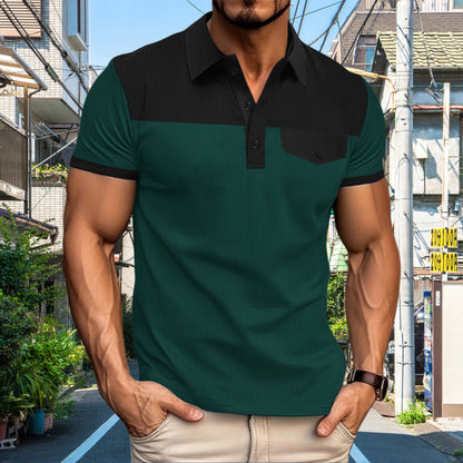Herren Poloshirt Modern mit Kontrast und Brusttasche