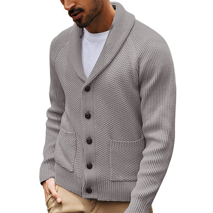 Herren Strickjacke Strukturiert Schalkragen Modern