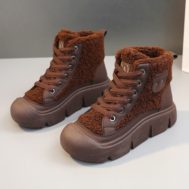 Damen Sneaker High-Top Modisch Kuschelig Weich