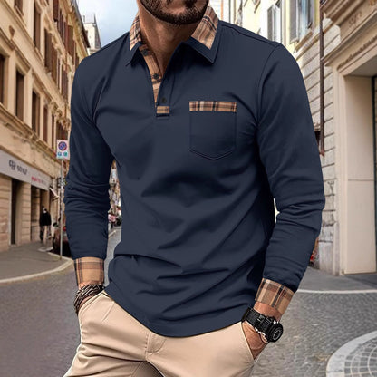 Herren Poloshirt Modern Kontrastkragen Trendy Style