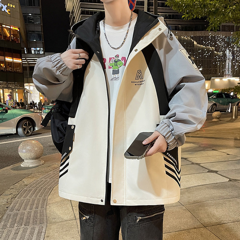 Herren Übergangsjacke Stadtjacke Verstellbares Kapuzenjacket