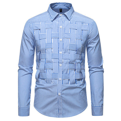 Herren Langarmhemd Streifenmuster Modern Slim Fit