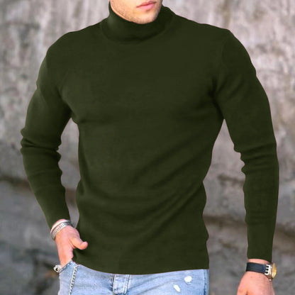 Herren Rollkragenpullover Fein Strick Modern Schwarz