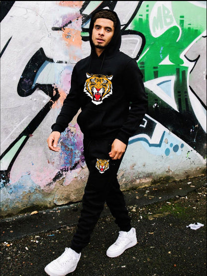 Herren Sportset Hoodie Jogginghose Tiger Motiv Streetwear