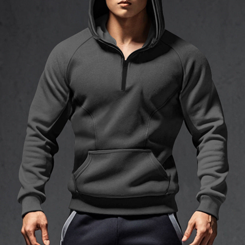 Herren Hoodie Sportlich Halbzipp Reißverschluss