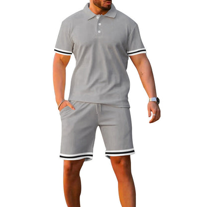 Herren Sportset Poloshirt Shorts Komplett Sportlich
