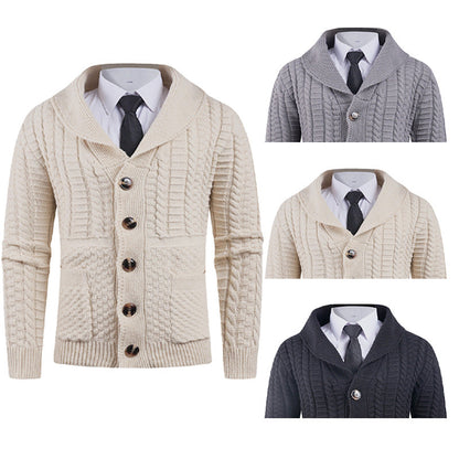 Herren Strickjacke Modern Schalkragen Knöpfe Elegант - BerlinGlamour