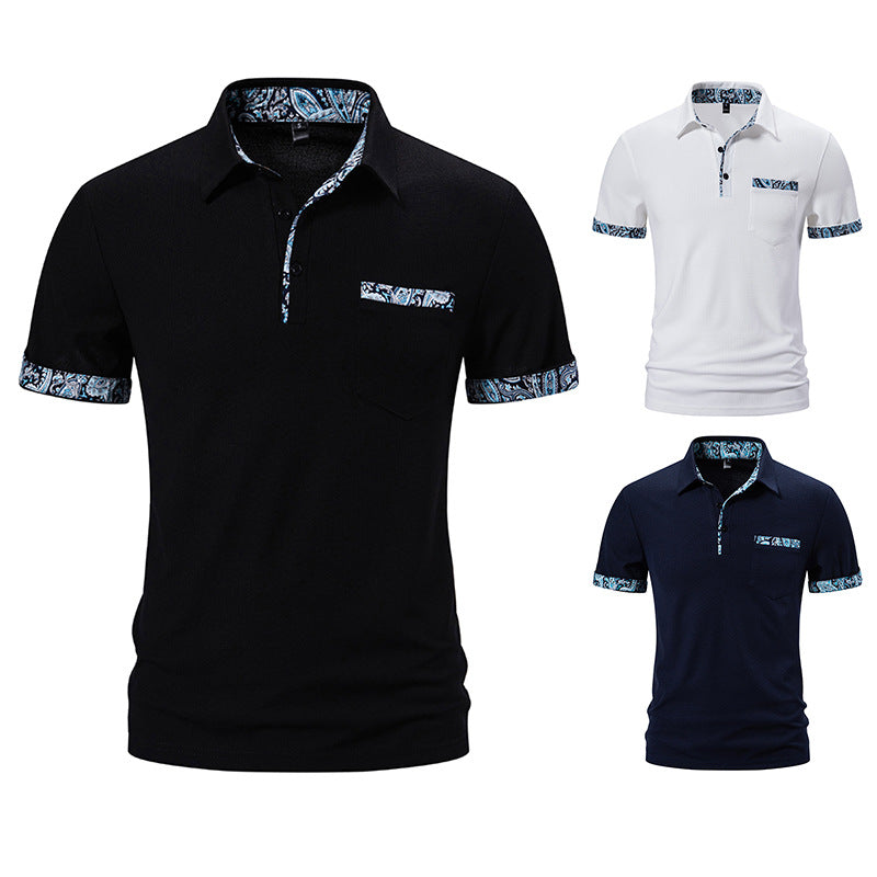 Herren Polohemd Modern mit Knopfkragen und Brusttasche