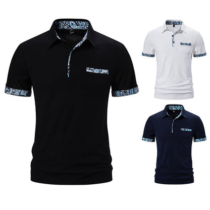 Herren Polohemd Modern mit Knopfkragen und Brusttasche