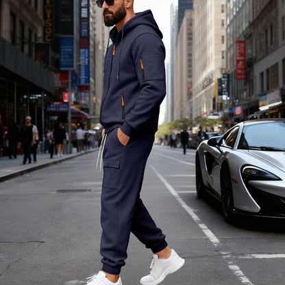 Herren Jogginganzug Kapuze mit Taschen Modern Sportlich
