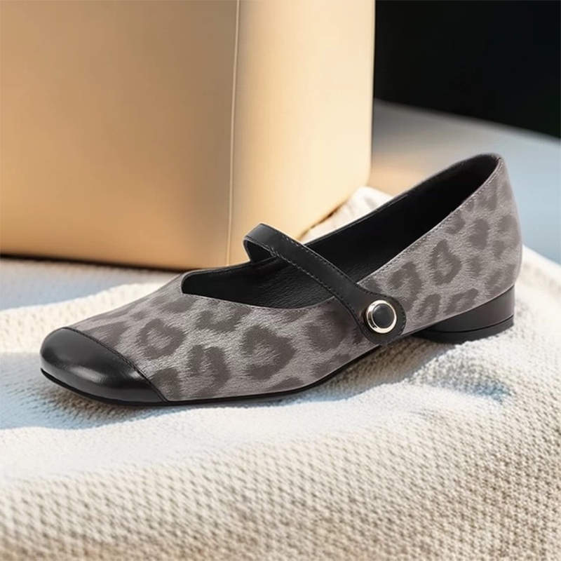 Damen Ballerinas Leopardenmuster Modern mit Riemchen
