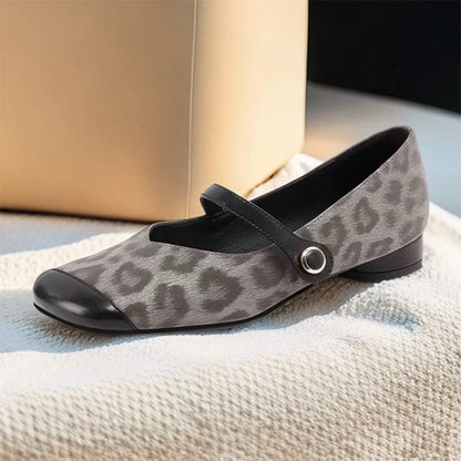Damen Ballerinas Leopardenmuster Modern mit Riemchen