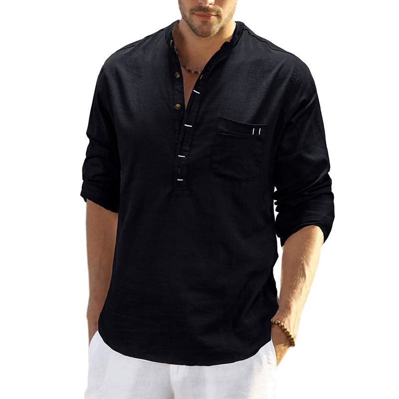 Herren Leinenhemd Sommer Modern Elegant