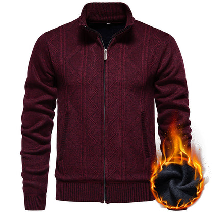 Herren Strickjacke Zopfmuster Stehkragen Warm