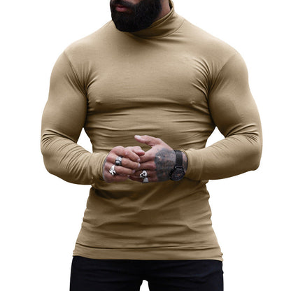 Herren T-Shirt Langarm Stehkragen Slim Fit Modern - BerlinGlamour