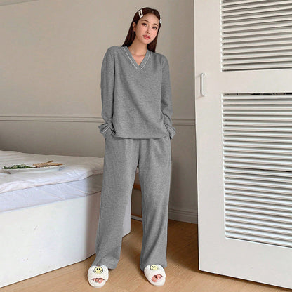 Damen Lounge Set Weich Bequem V-Ausschnitt Elastisch