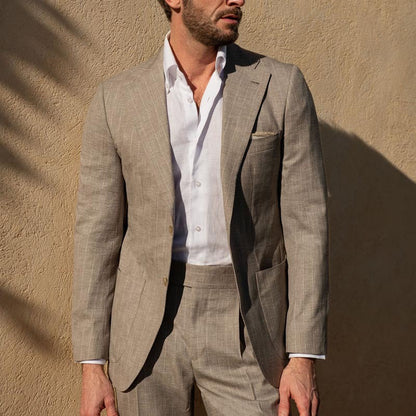 Herren Leinenanzug Slim Fit Streifen Sommer - BerlinGlamour
