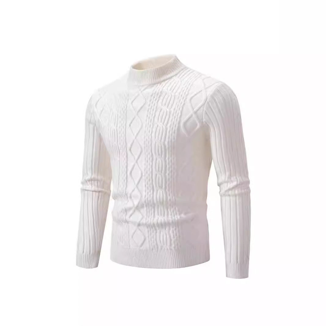 Herren Strickpullover Stehkragen Kabelmuster Modern