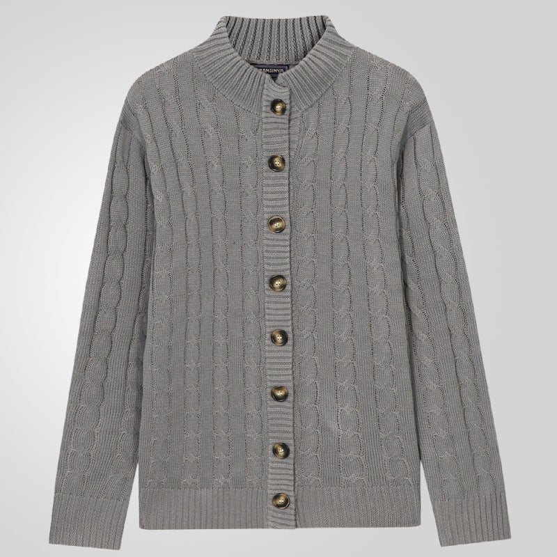 Herren Strickjacke Zopfmuster Umschlagkragen Modern