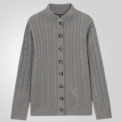 Herren Strickjacke Zopfmuster Umschlagkragen Modern