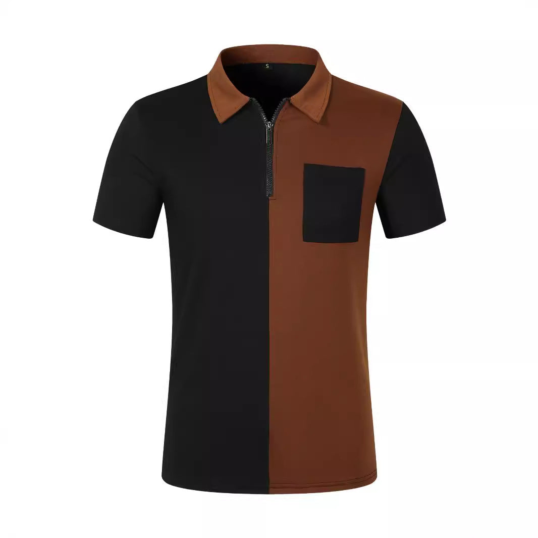 Moderne Kurzarmshirt mit Reißverschluss und kontrastierenden Farbschnitten BerlinGlamour.