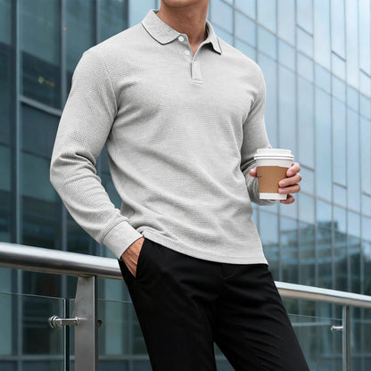 Herren Polo-Shirt Langarm Strukturiert Modern Berlin - BerlinGlamour