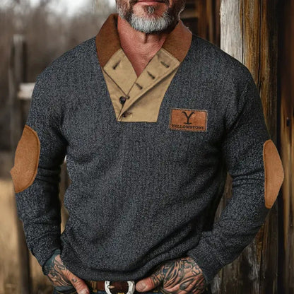 Herren Pullover Modern Kontrastkragen mit Patches