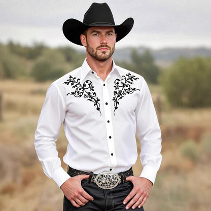 Herren Langarmhemd Modern mit Floralmuster Elegant