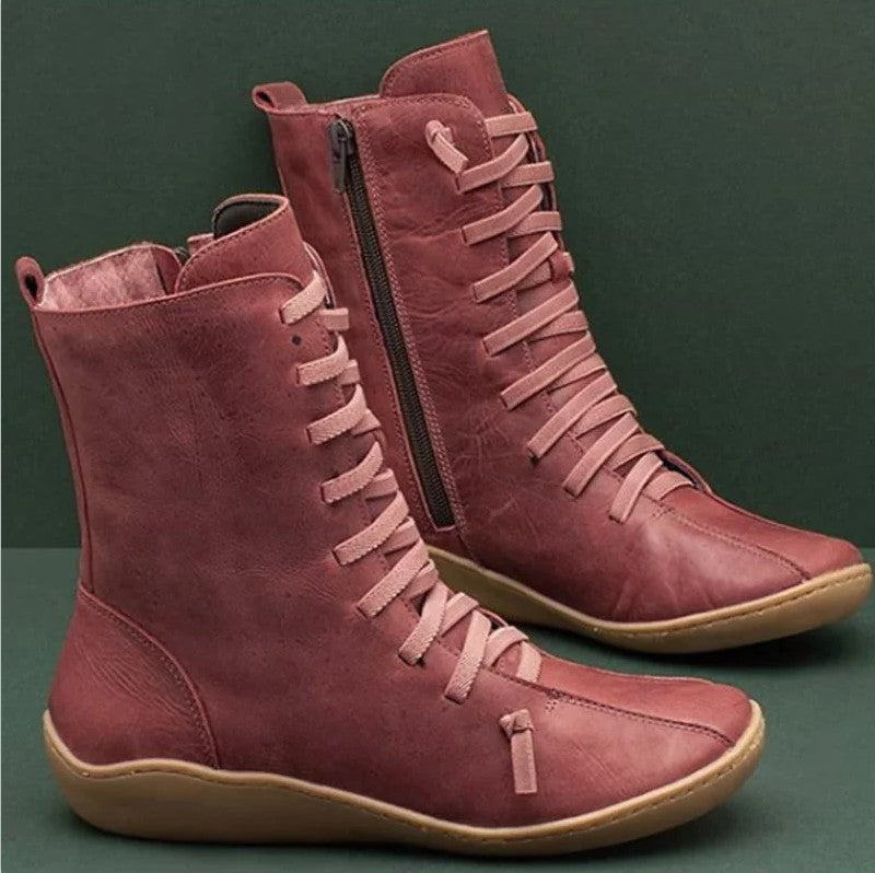 Damen Schnürstiefel Rutschfest Elastisch Winterstiefel