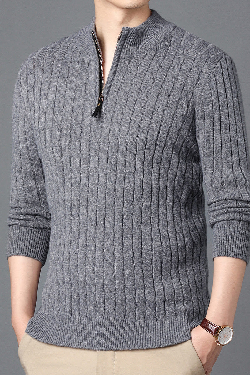 Strickpullover Herren Modern mit Reißverschluss und Struktur Details