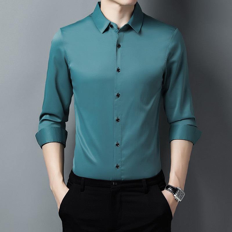 Herren Hemd Langarm aus Seide Satin Elegant