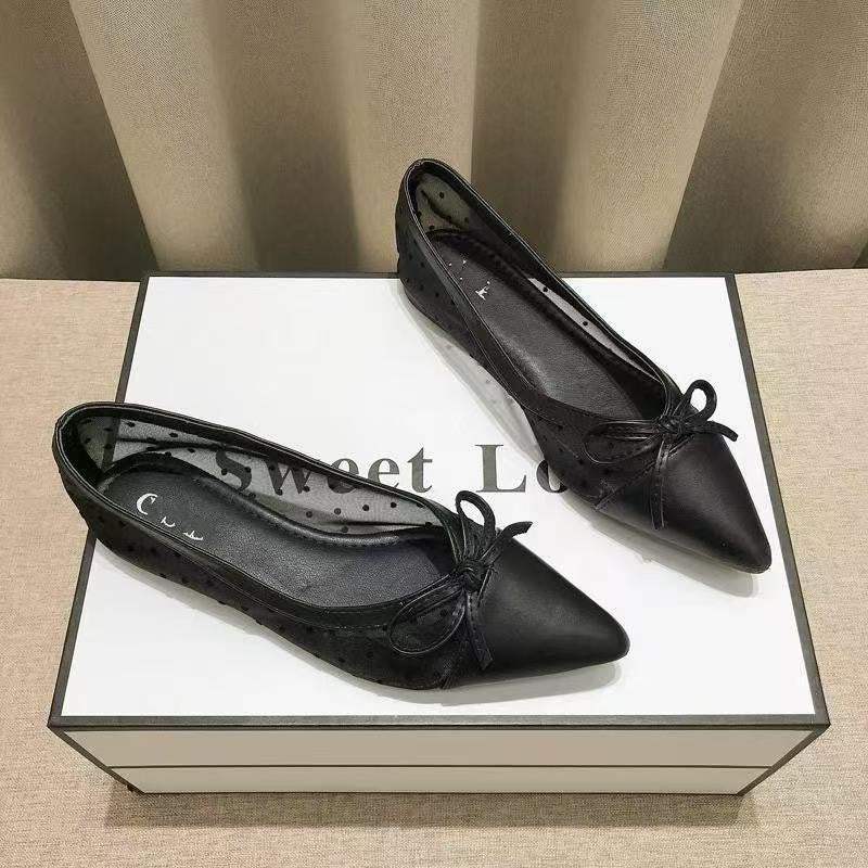 Damen Ballerinas Elegante Slipper Mit Schleife
