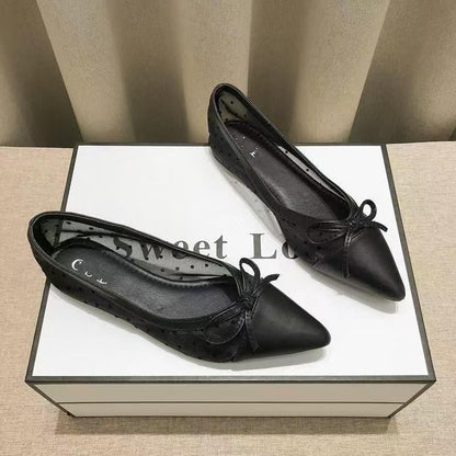 Damen Ballerinas Elegante Slipper Mit Schleife
