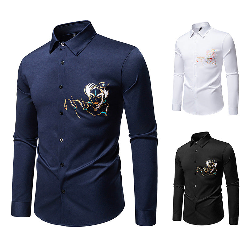 Herren Langarmhemden mit Stickdesign Berlin Style