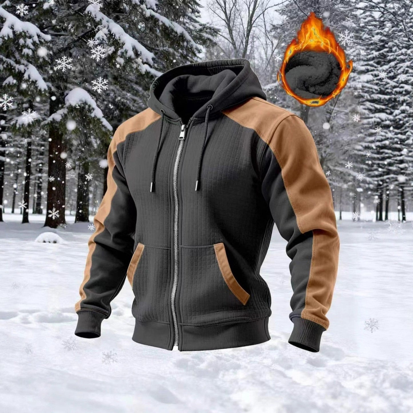 Herren Kapuzenpullover Modern mit Kontrastärmeln