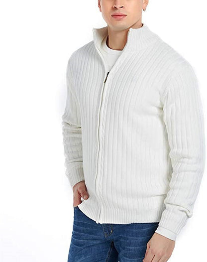 Herren Strickjacke Modern mit Reißverschluss und Rippmuster