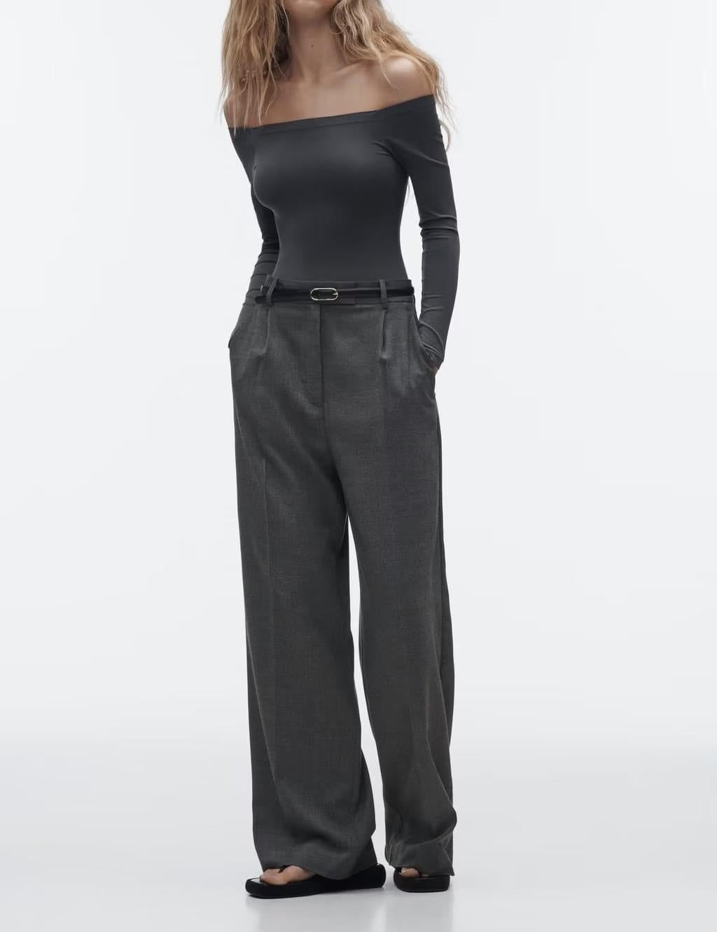 Weite Damenhoose High-Waist Elegant Klassisch