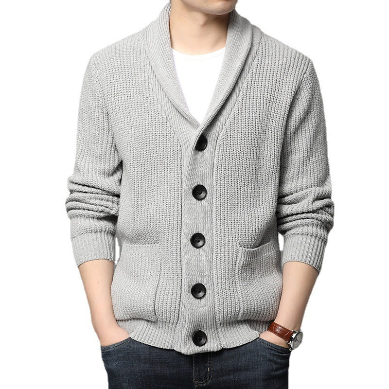 Herren Strickjacke mit praktischen Taschen und geschlossenem Kragen