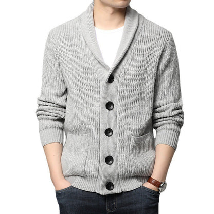 Herren Strickjacke mit praktischen Taschen und geschlossenem Kragen