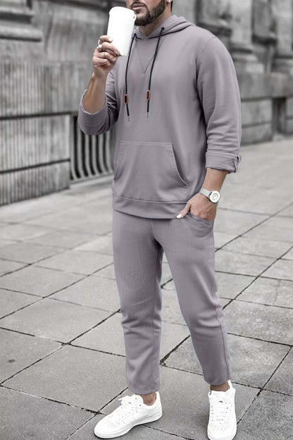 Herren Sport Set Hoodie Jogginghose Casual Grau