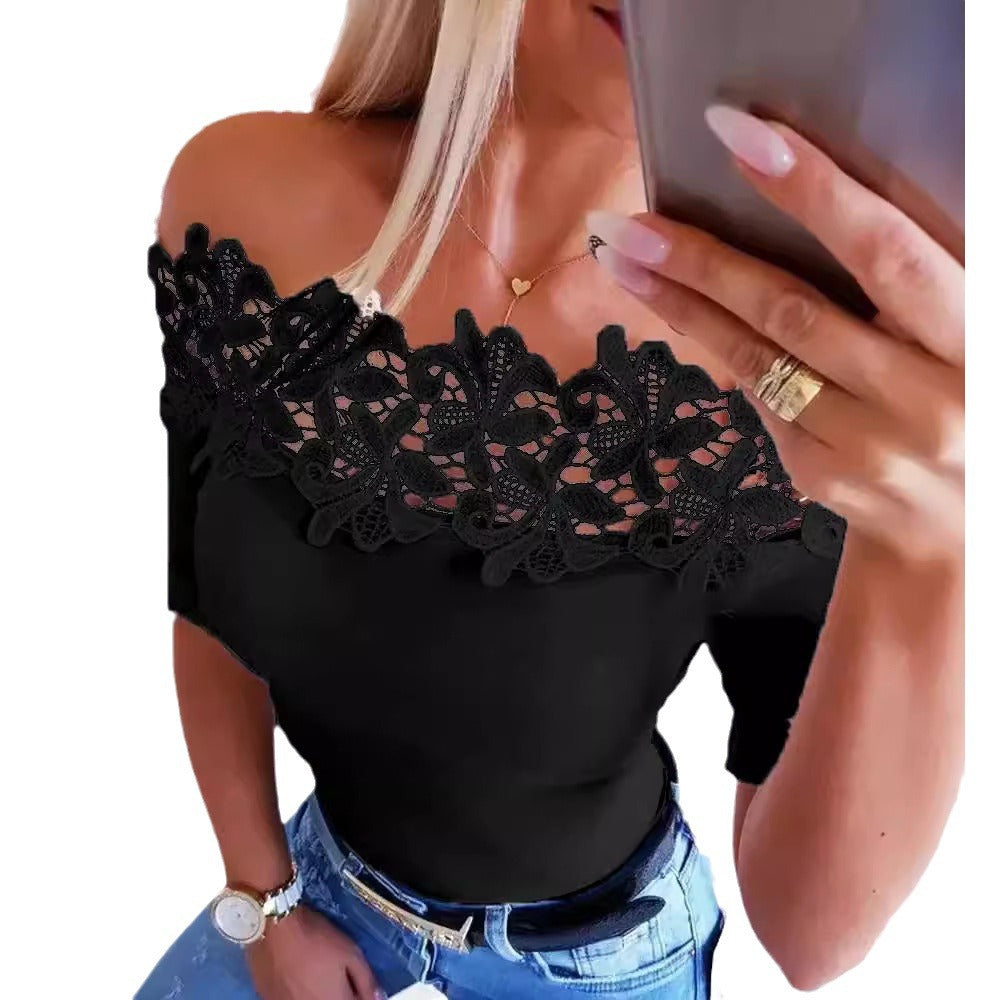 Eleganter Damen Body mit Spitze und Glitzer