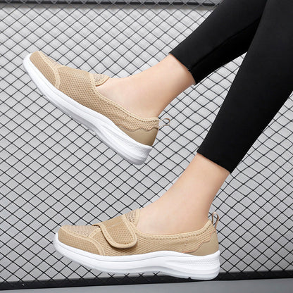 Damen Sneaker Atmungsaktiv Slip-On mit Klettverschluss