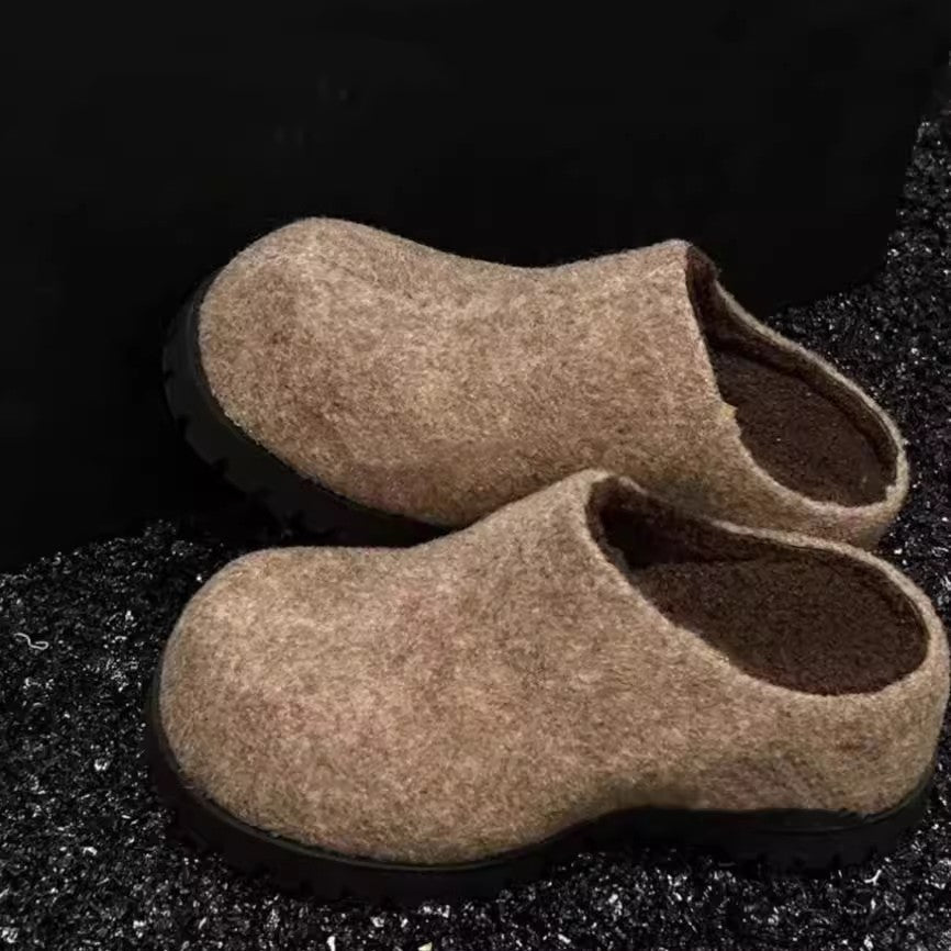 Damen Clogs Filz Bequem Rutschfest Winter